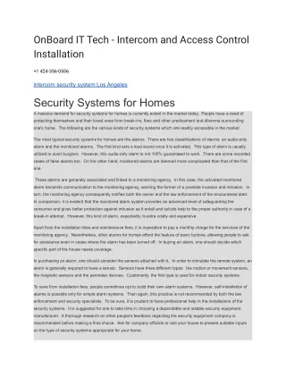 onboard it tech intercom and access control
