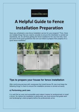 a helpful guide to fence installation preparation
