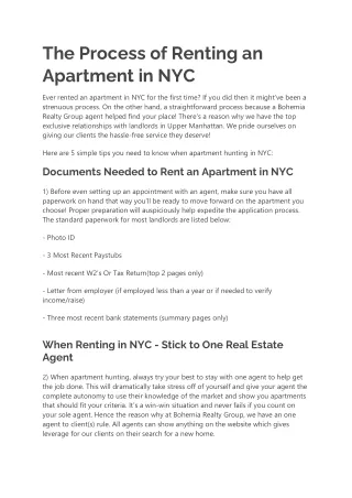 The Process of Renting an Apartment in NYC