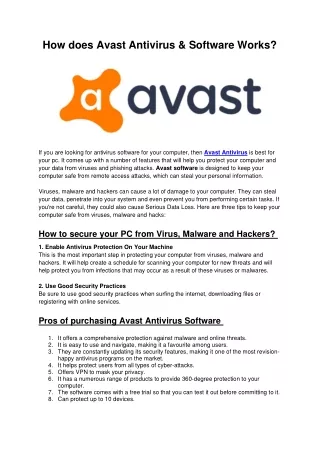 how does avast antivirus software works