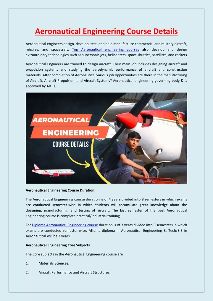 aeronautical engineering course details