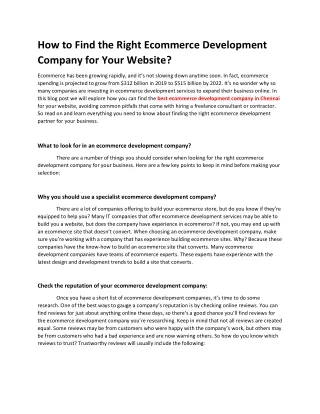 how to find the right ecommerce development