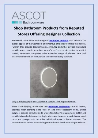 Shop Bathroom Products from Reputed Stores Offering Designer Collection