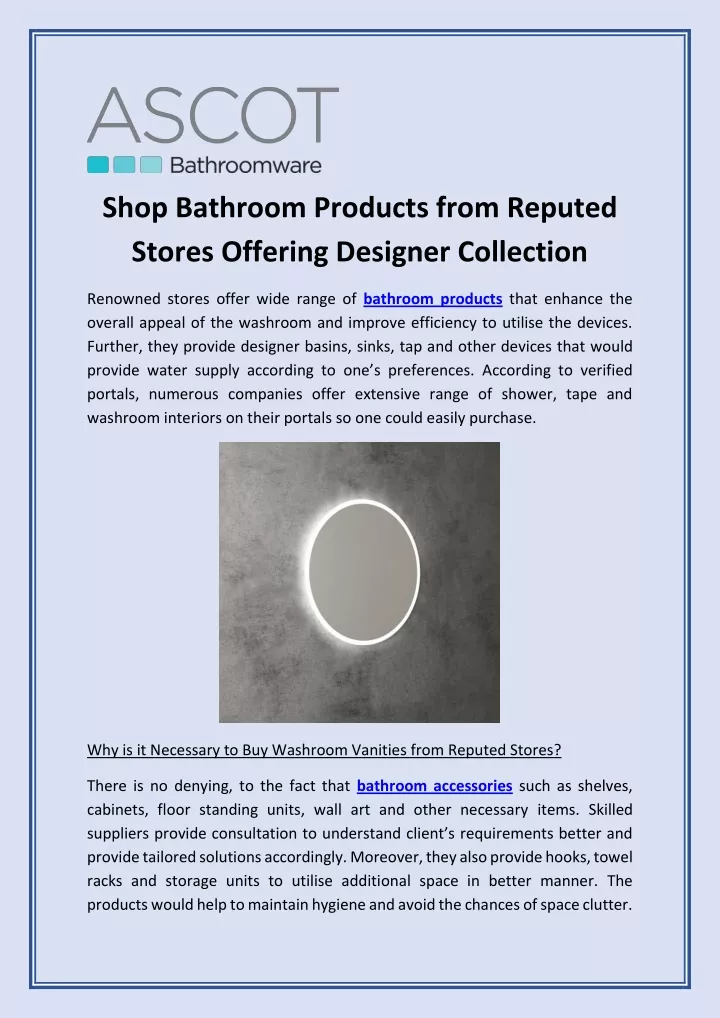 shop bathroom products from reputed stores