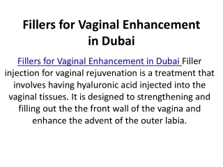 Fillers for Vaginal Enhancement in Dubai