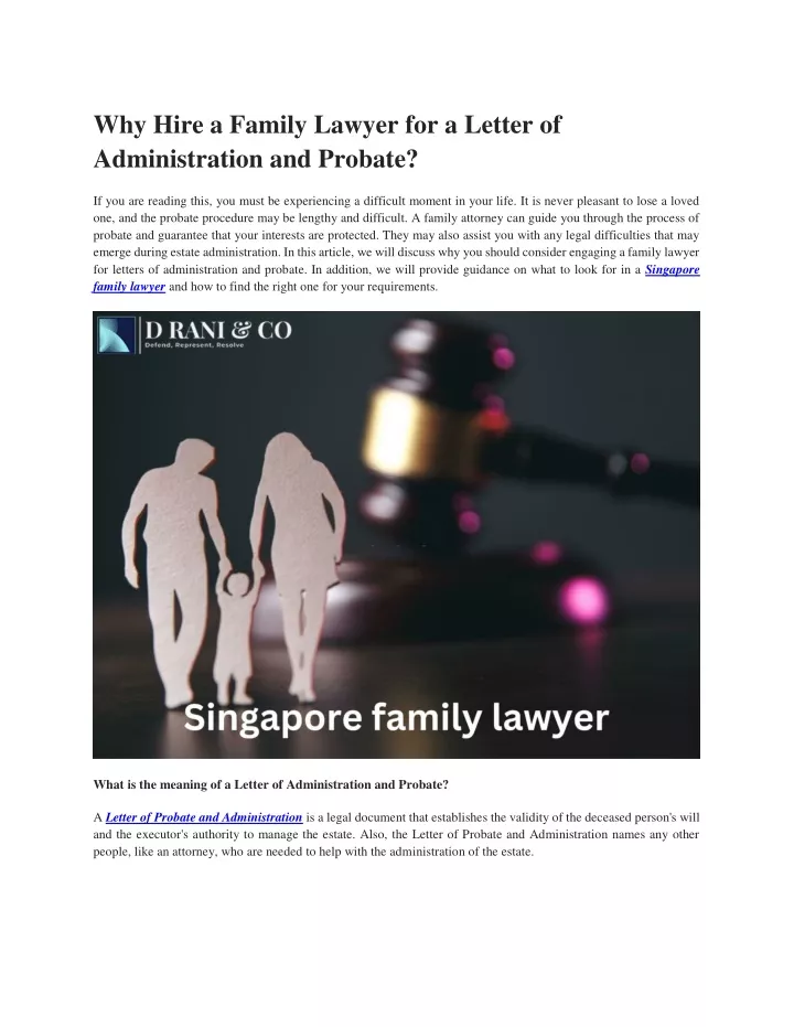 why hire a family lawyer for a letter