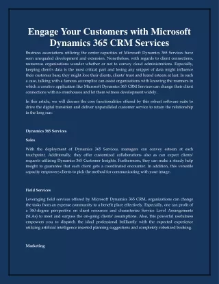 engage your customers with microsoft dynamics