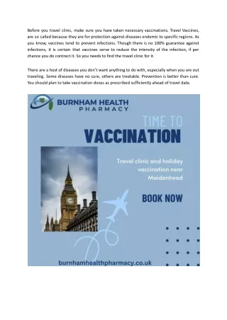 Travel clinic and holiday vaccination near Maidenhead