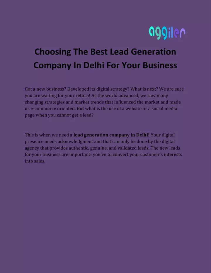 choosing the best lead generation company