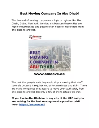 Best moving company in Abu Dhabi