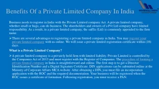 Benefits Of a Private Limited Company In India