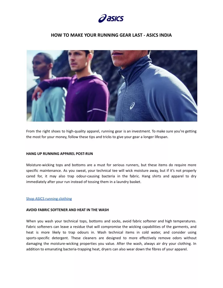 how to make your running gear last asics india