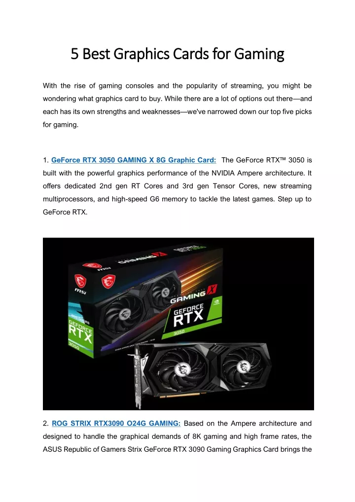 5 best graphics cards for gaming 5 best graphics