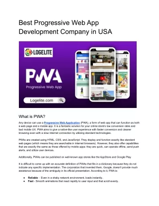 Best Progressive Web App Development Company in USA