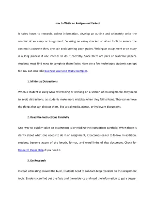 how to write an assignment faster