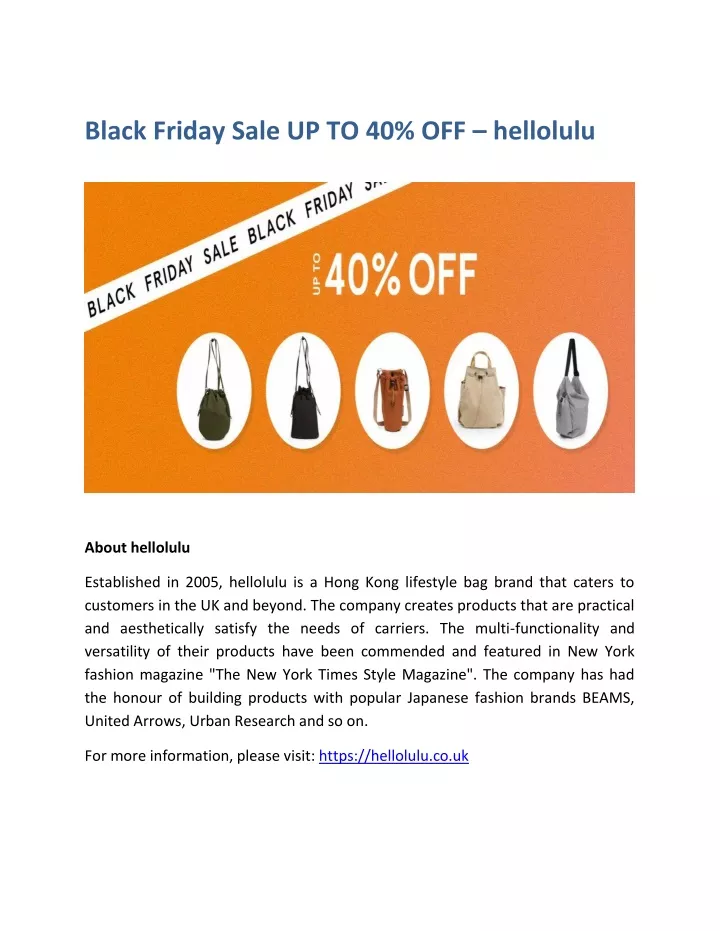 PPT - Black Friday Sale UP TO 40% OFF – Hellolulu PowerPoint ...