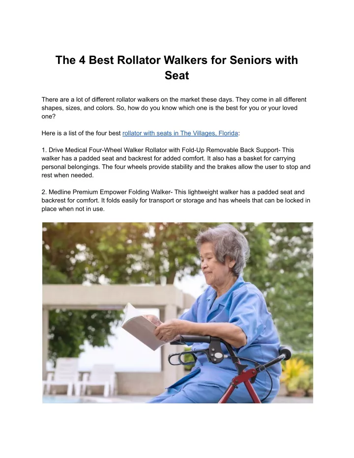 the 4 best rollator walkers for seniors with seat