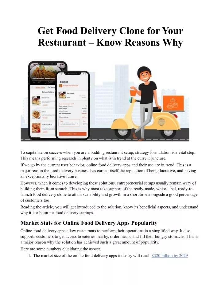 get food delivery clone for your restaurant know