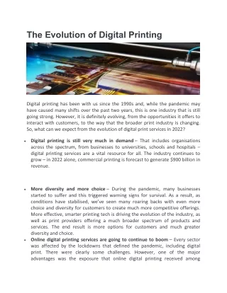 the evolution of digital printing