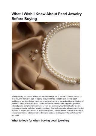 What I Wish I Knew About Pearl Jewelry Before Buying