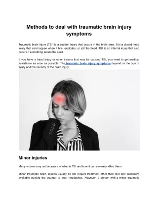 Methods to deal with traumatic brain injury symptoms