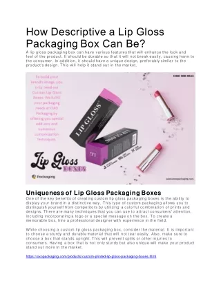 How Descriptive a Lip Gloss Packaging Box Can Be