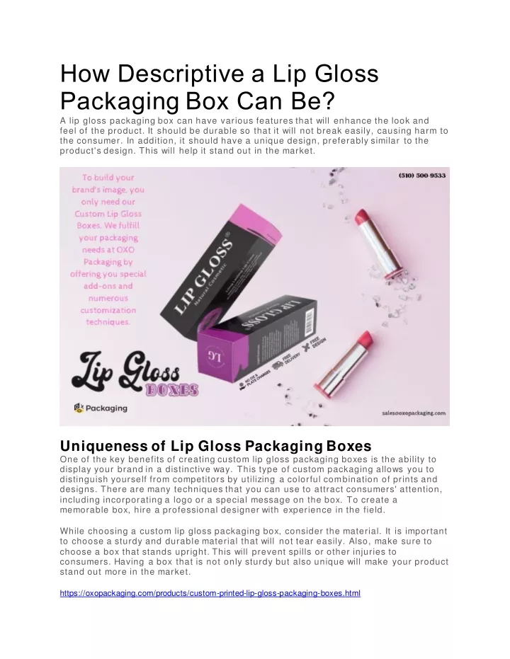 how descriptive a lip gloss packaging