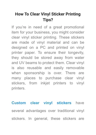 how to clear vinyl sticker printing tips