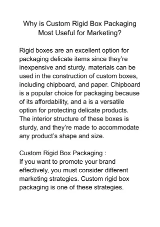 why is custom rigid box packaging most useful