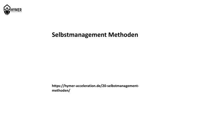 selbstmanagement methoden