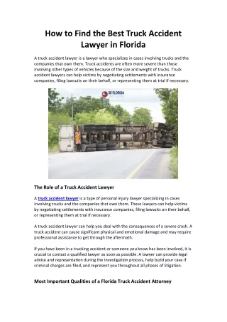How to Find the Best Truck Accident Lawyer in Florida