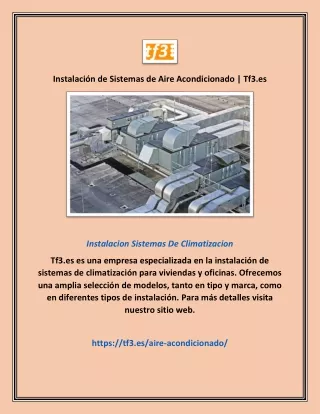 Instalación de Sistemas de Aire Acondicionado | Tf3.es