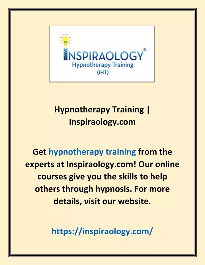 hypnotherapy training inspiraology com