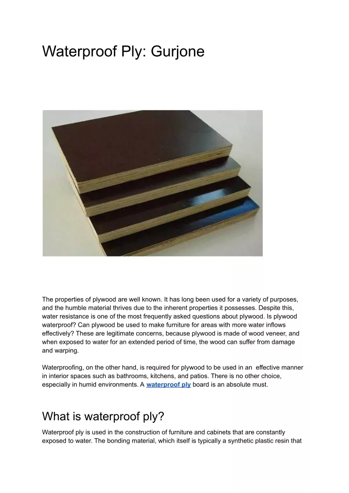 PPT - Waterproof Ply_ Gurjone PowerPoint Presentation, free download ...