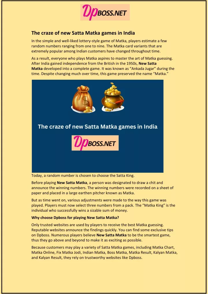 the craze of new satta matka games in india