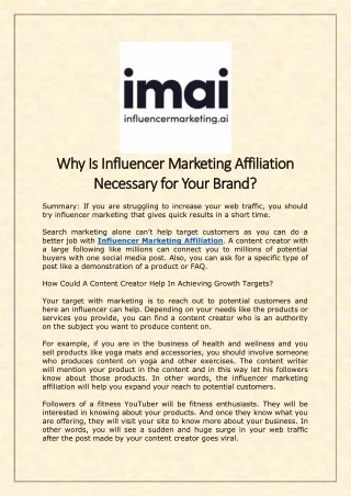 Why Is Influencer Marketing Affiliation Necessary For Your Brand