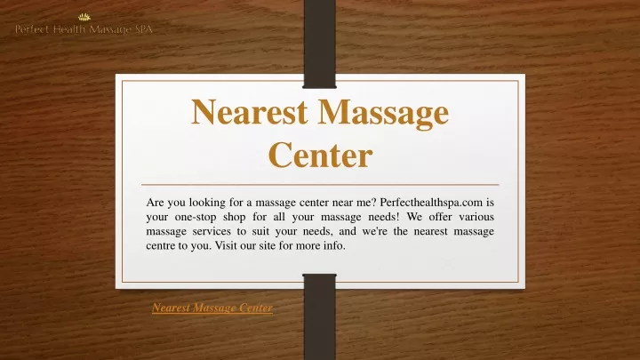 nearest massage center