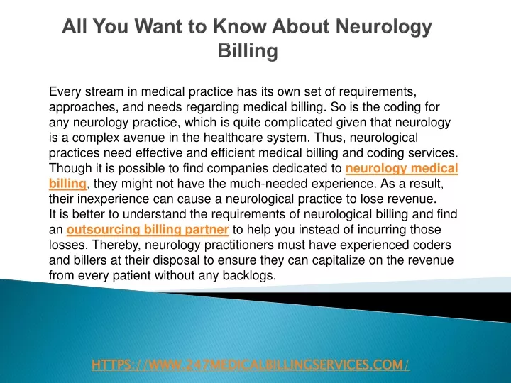 all you want to know about neurology billing