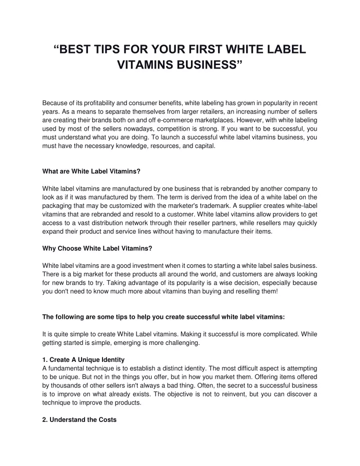 best tips for your first white label vitamins