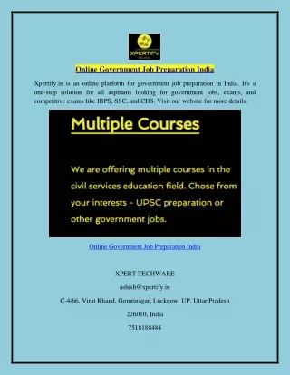 Online Government Job Preparation India  Xpertify.in