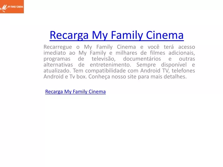 recarga my family cinema