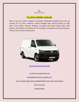 Eco-drive Solution Australia  Techtonika-autolink