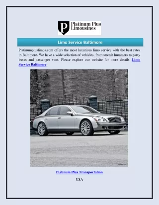 Limo Service Baltimore  Platinumpluslimos