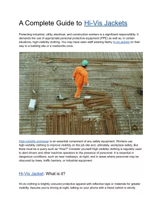 a complete guide to hi vis jackets