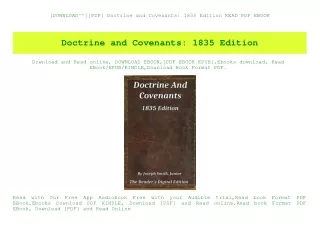 [DOWNLOAD^^][PDF] Doctrine and Covenants 1835 Edition READ PDF EBOOK