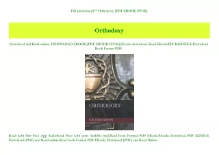 Pdf [download]^^ Orthodoxy [PDF EBOOK EPUB]