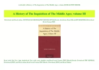 textbook$ A History of The Inquisition of The Middle Ages; volume III READ PDF EBOOK