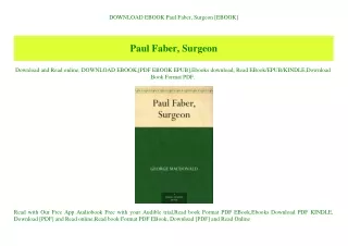 DOWNLOAD EBOOK Paul Faber  Surgeon [EBOOK]
