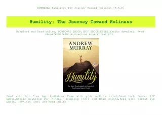 DOWNLOAD Humility The Journey Toward Holiness [R.A.R]