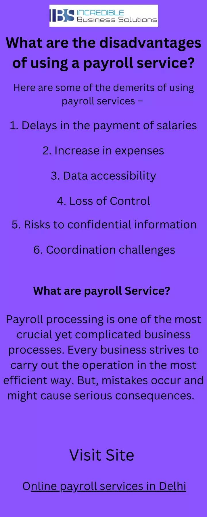 what are the disadvantages of using a payroll